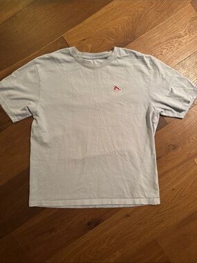 Light blue Crewneck T-Shirt with Small Red Nike sneaker Logo - Men